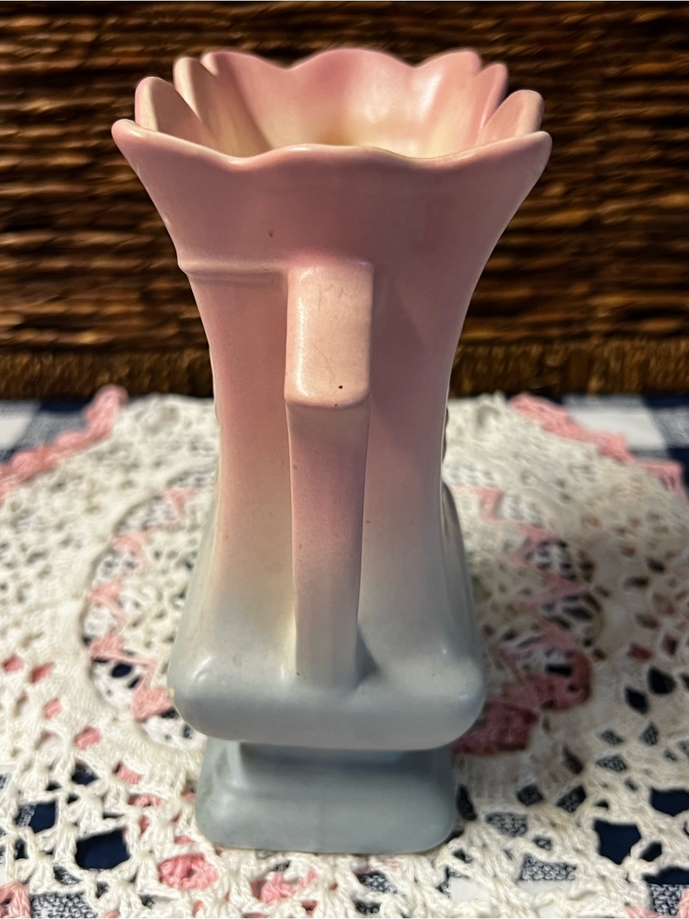 Vintage Hull Art Pottery Dogwood Vase Blue and Pink - Picture 2 of 9